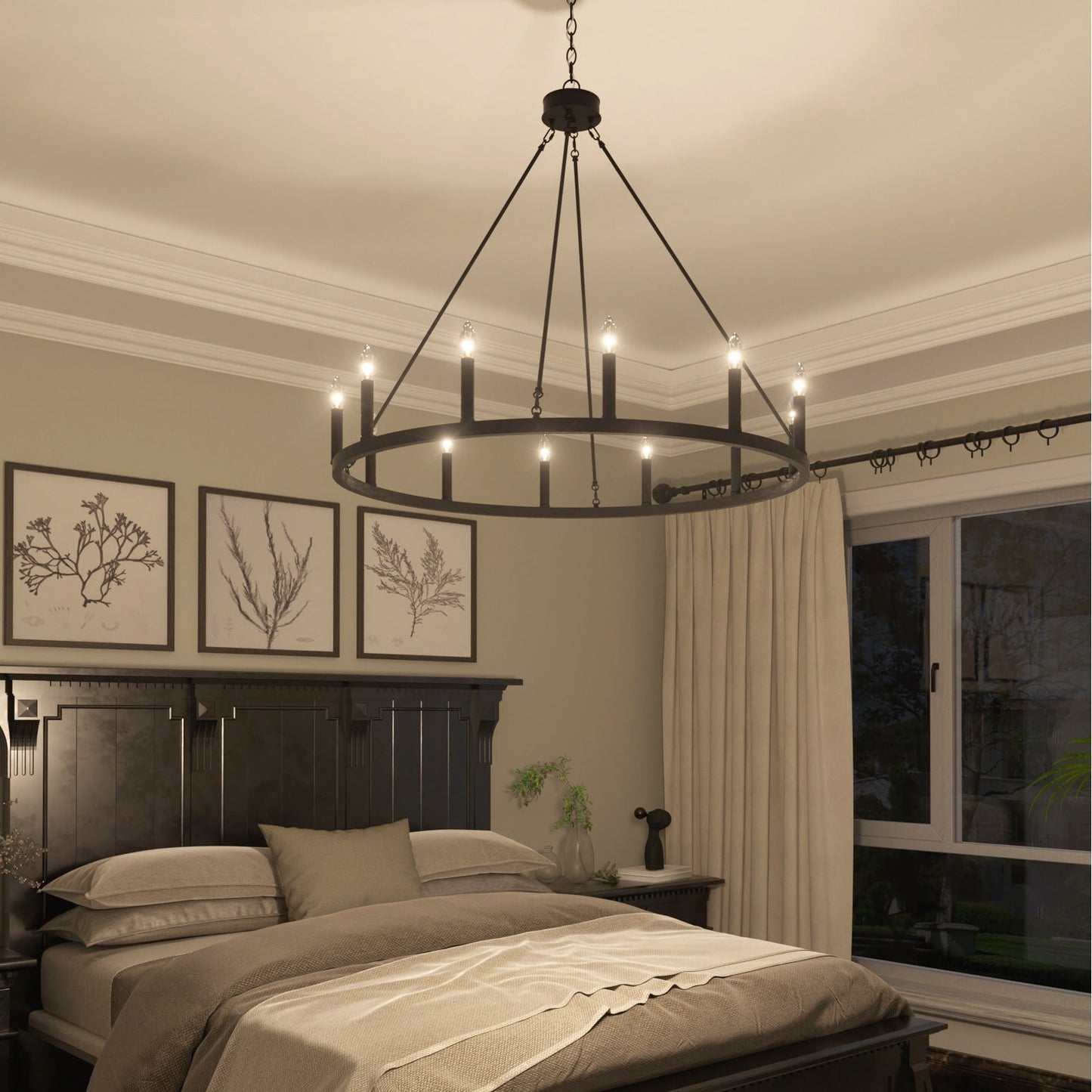 Lampadario a ruota di carro da 12 luci in stile farmhouse Acroma da 40 pollici con certificazione UL - 40'' diametro x 138'' altezza