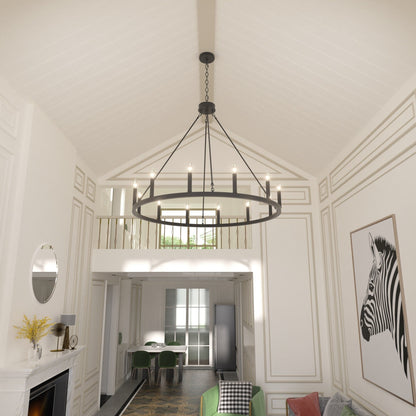 Lampadario a ruota di carro da 12 luci in stile farmhouse Acroma da 40 pollici con certificazione UL - 40'' diametro x 138'' altezza