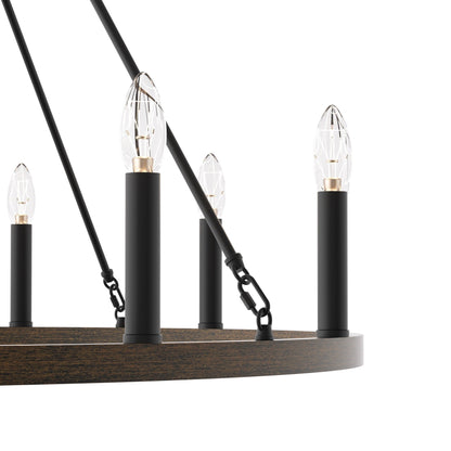 Lampadario a ruota di carro da 12 luci in stile farmhouse Acroma da 40 pollici con certificazione UL - 40'' diametro x 138'' altezza