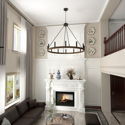 Lampadario a ruota di carro da 12 luci in stile farmhouse Acroma da 40 pollici con certificazione UL - 40'' diametro x 138'' altezza