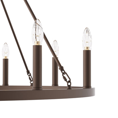 Lampadario a ruota di carro da 12 luci in stile farmhouse Acroma da 40 pollici con certificazione UL - 40'' diametro x 138'' altezza