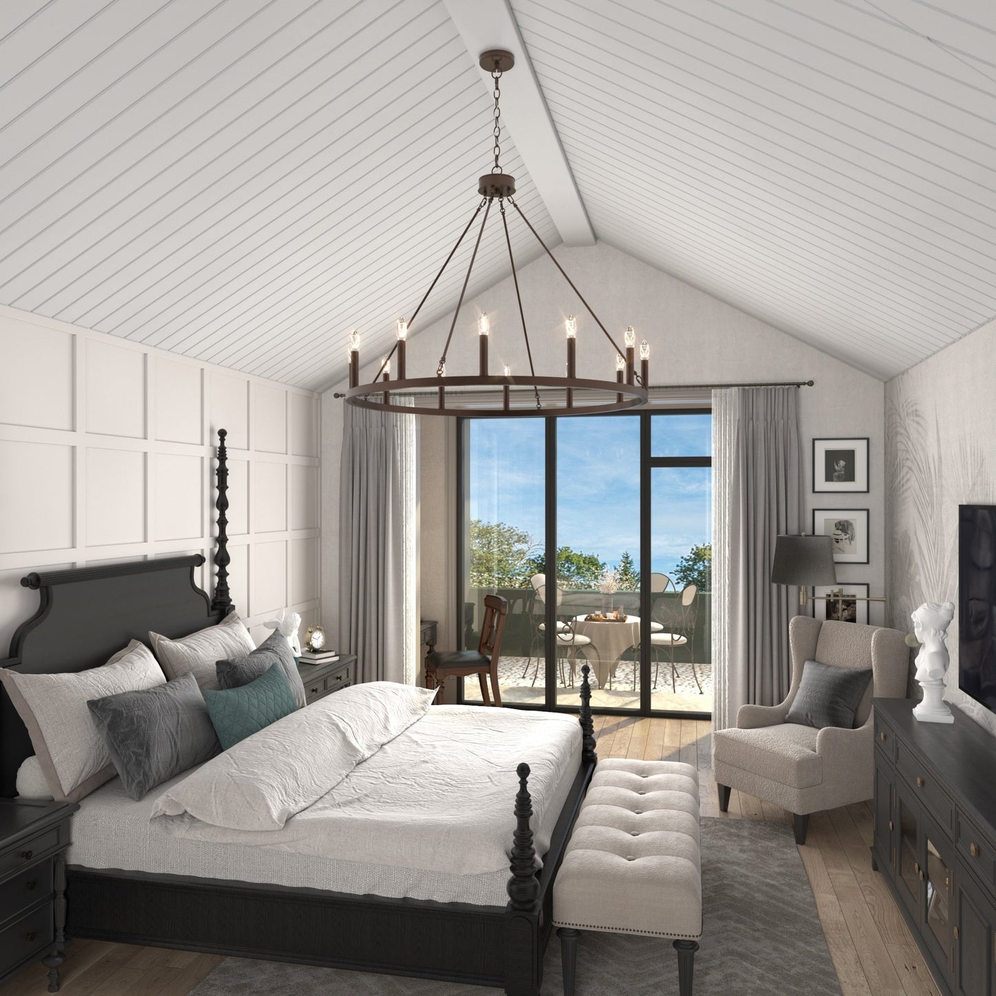 Lampadario a ruota di carro da 12 luci in stile farmhouse Acroma da 40 pollici con certificazione UL - 40'' diametro x 138'' altezza