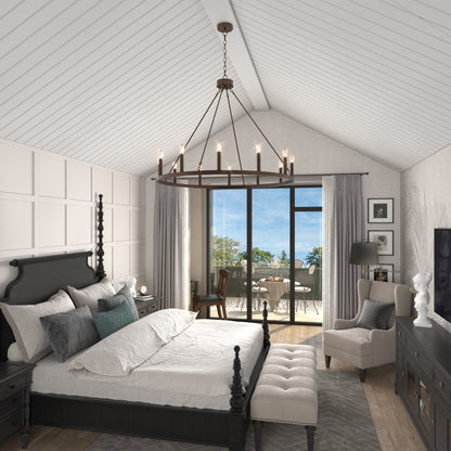 Lampadario a ruota di carro da 12 luci in stile farmhouse Acroma da 40 pollici con certificazione UL - 40'' diametro x 138'' altezza