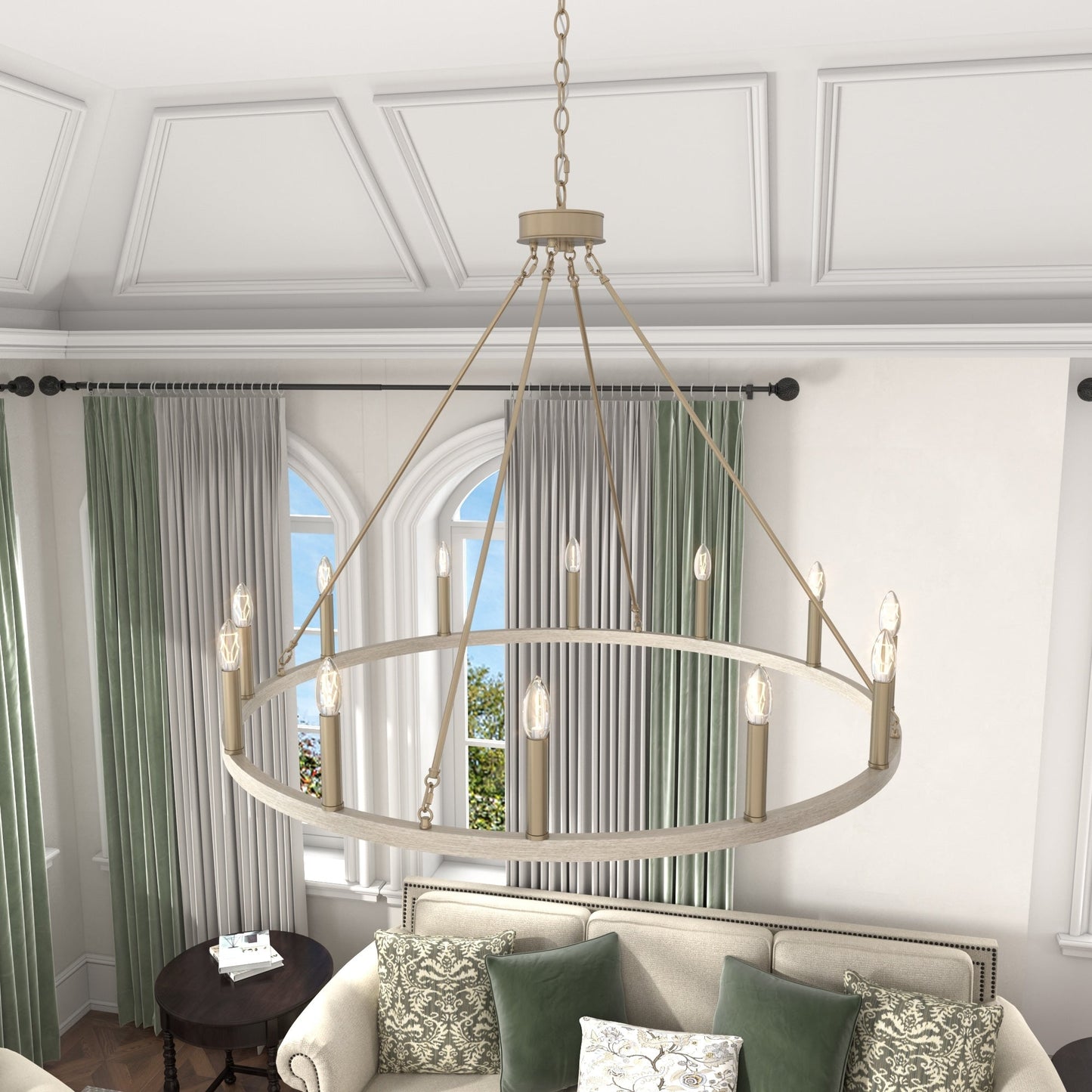 Lampadario a ruota di carro da 12 luci in stile farmhouse Acroma da 40 pollici con certificazione UL - 40'' diametro x 138'' altezza