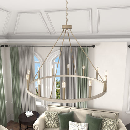 Lampadario a ruota di carro da 12 luci in stile farmhouse Acroma da 40 pollici con certificazione UL - 40'' diametro x 138'' altezza