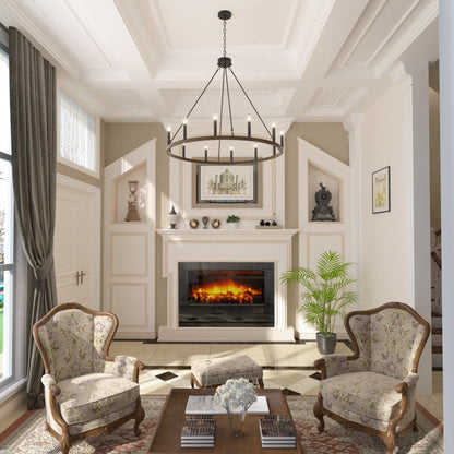 Lampadario a ruota di carro da 12 luci in stile farmhouse Acroma da 40 pollici con certificazione UL - 40'' diametro x 138'' altezza