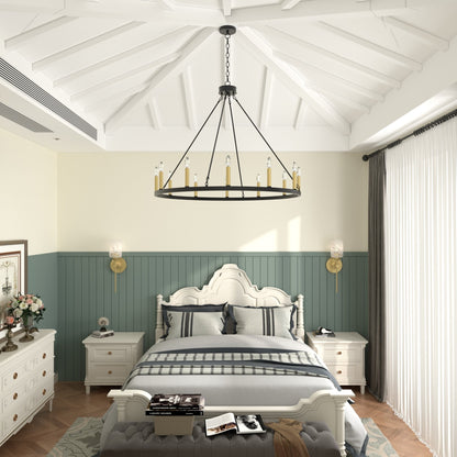 Lampadario a ruota di carro da 12 luci in stile farmhouse Acroma da 40 pollici con certificazione UL - 40'' diametro x 138'' altezza
