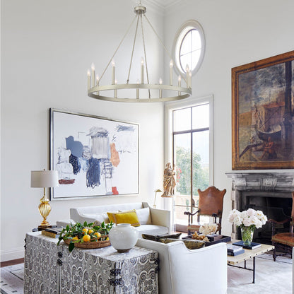 Lampadario a ruota di carro da 12 luci in stile farmhouse Acroma da 40 pollici con certificazione UL - 40'' diametro x 138'' altezza