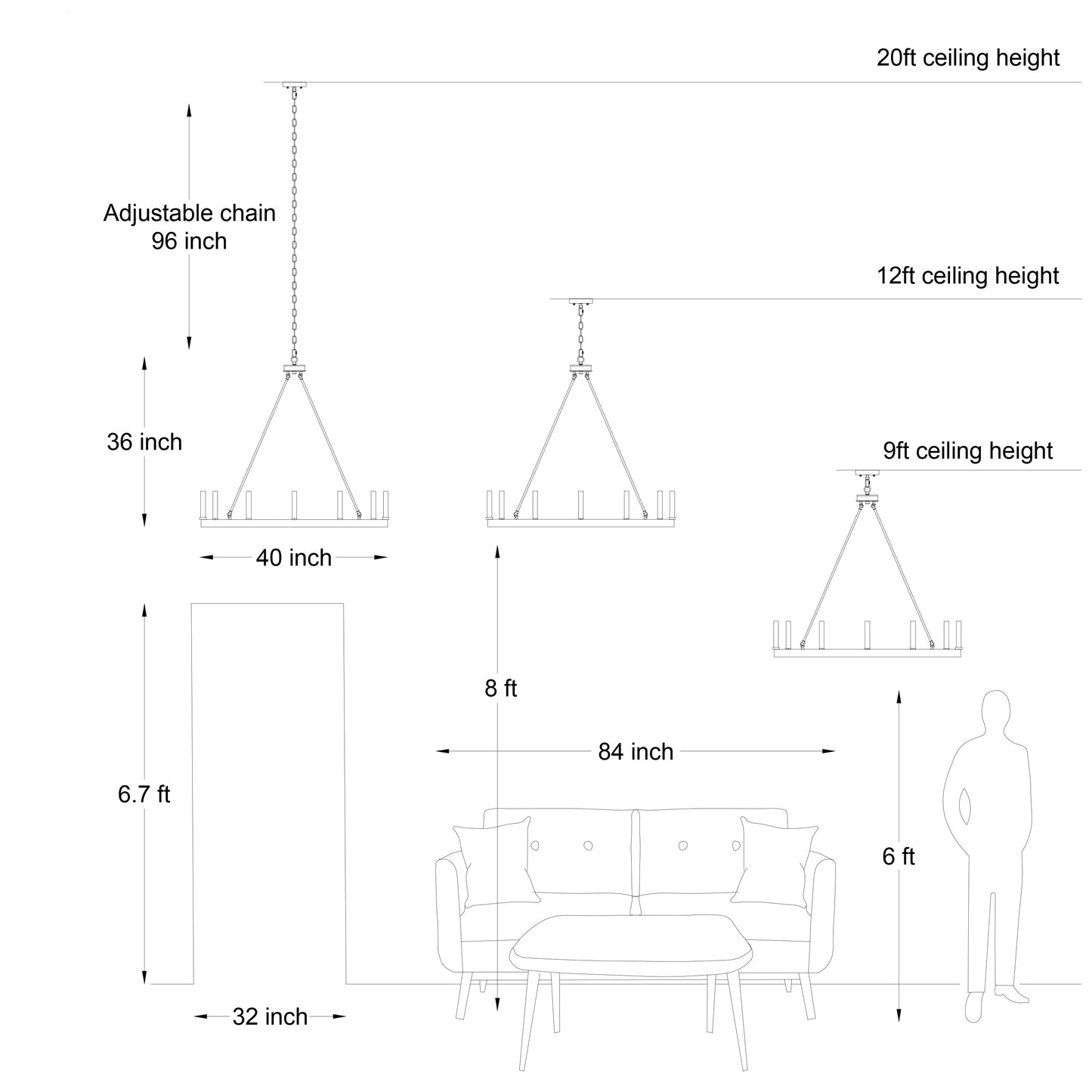 Lampadario a ruota di carro da 12 luci in stile farmhouse Acroma da 40 pollici con certificazione UL - 40'' diametro x 138'' altezza