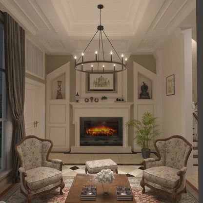 Lampadario a ruota di carro da 12 luci in stile farmhouse Acroma da 40 pollici con certificazione UL - 40'' diametro x 138'' altezza