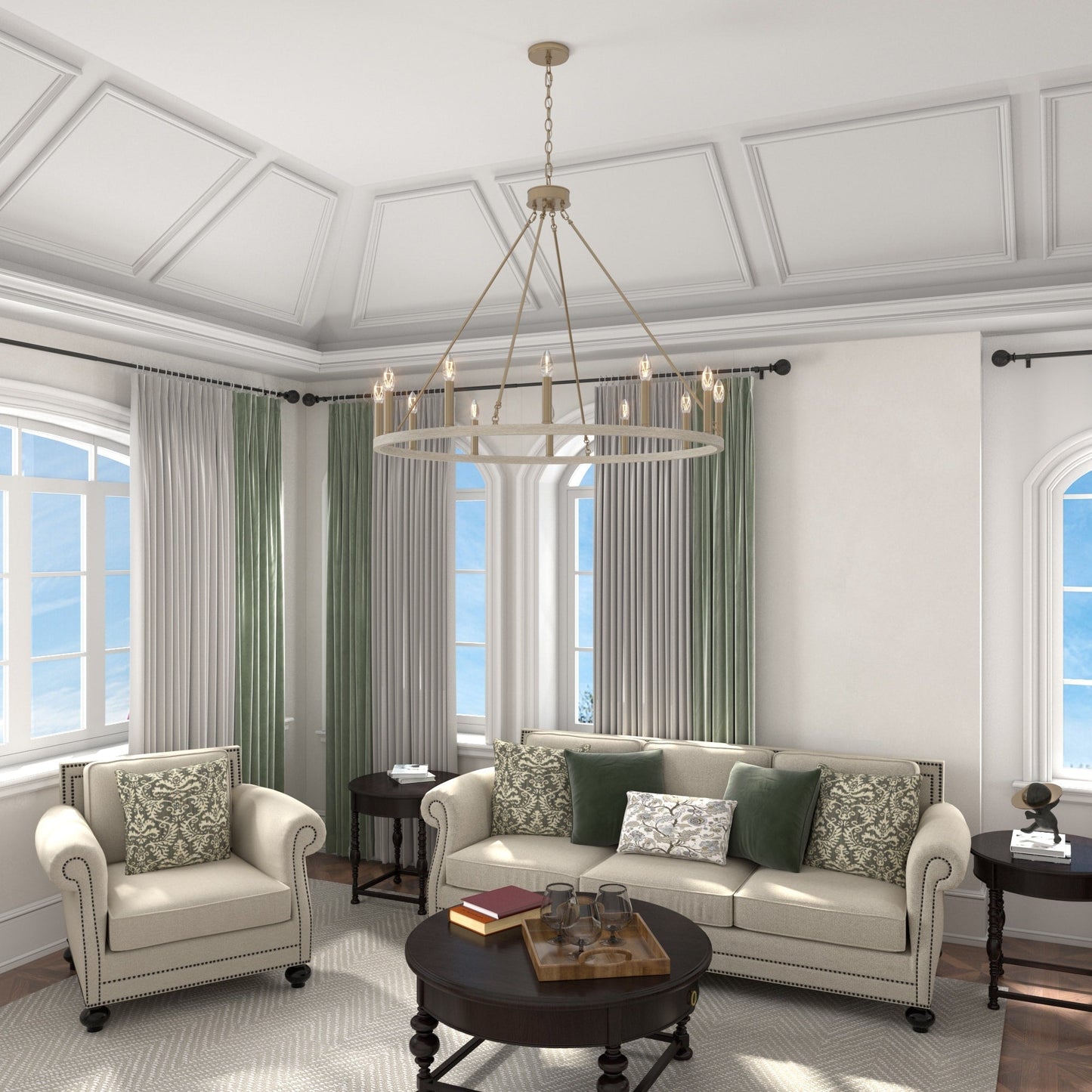 Lampadario a ruota di carro da 12 luci in stile farmhouse Acroma da 40 pollici con certificazione UL - 40'' diametro x 138'' altezza