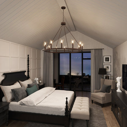 Lampadario a ruota di carro da 12 luci in stile farmhouse Acroma da 40 pollici con certificazione UL - 40'' diametro x 138'' altezza