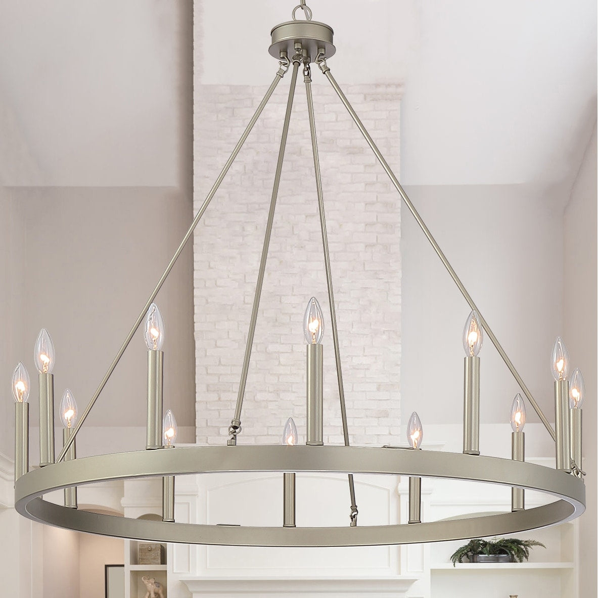 Lampadario a ruota di carro da 12 luci in stile farmhouse Acroma da 40 pollici con certificazione UL - 40'' diametro x 138'' altezza