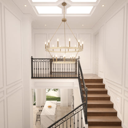 Lampadario Acroma a ruota di carro rotonda da 40 pollici, stile moderno da fattoria, a 20 luci, con certificazione UL.