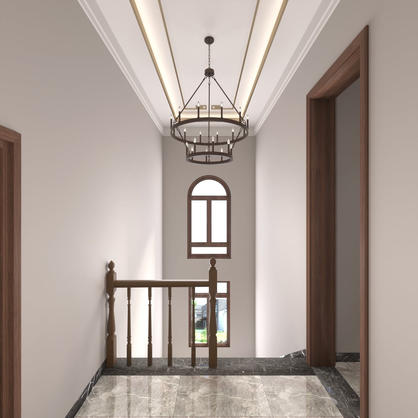 Lampadario Acroma a ruota di carro rotonda da 40 pollici, stile moderno da fattoria, a 20 luci, con certificazione UL.