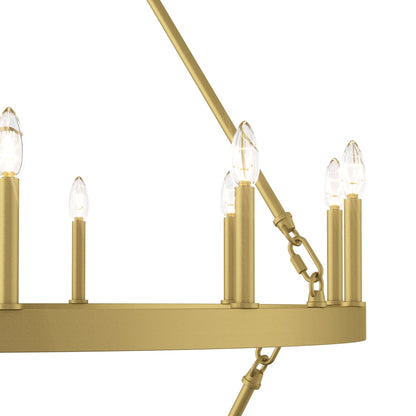 Lampadario Acroma a ruota di carro rotonda da 40 pollici, stile moderno da fattoria, a 20 luci, con certificazione UL.