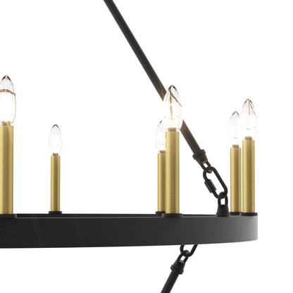 Lampadario Acroma a ruota di carro rotonda da 40 pollici, stile moderno da fattoria, a 20 luci, con certificazione UL.