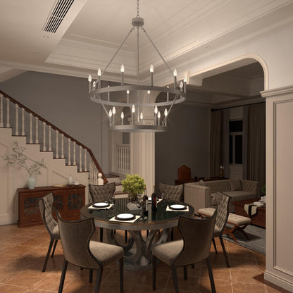 Lampadario Acroma a ruota di carro rotonda da 40 pollici, stile moderno da fattoria, a 20 luci, con certificazione UL.