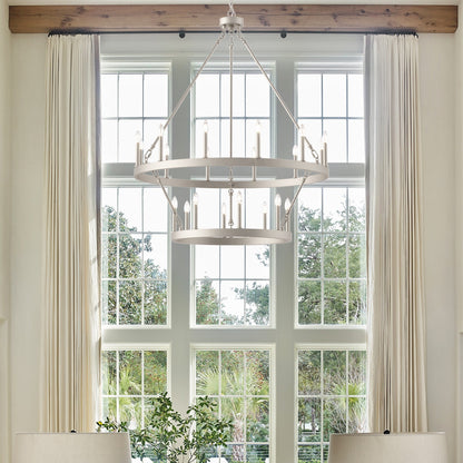 Lampadario Acroma a ruota di carro rotonda da 40 pollici, stile moderno da fattoria, a 20 luci, con certificazione UL.