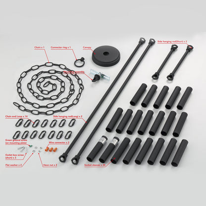 Lampadario Acroma a ruota di carro rotonda da 40 pollici, stile moderno da fattoria, a 20 luci, con certificazione UL.