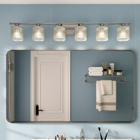 Lampada da bagno moderna con 6 luci e cristalli Acroma - 114 cm (45 pollici)
