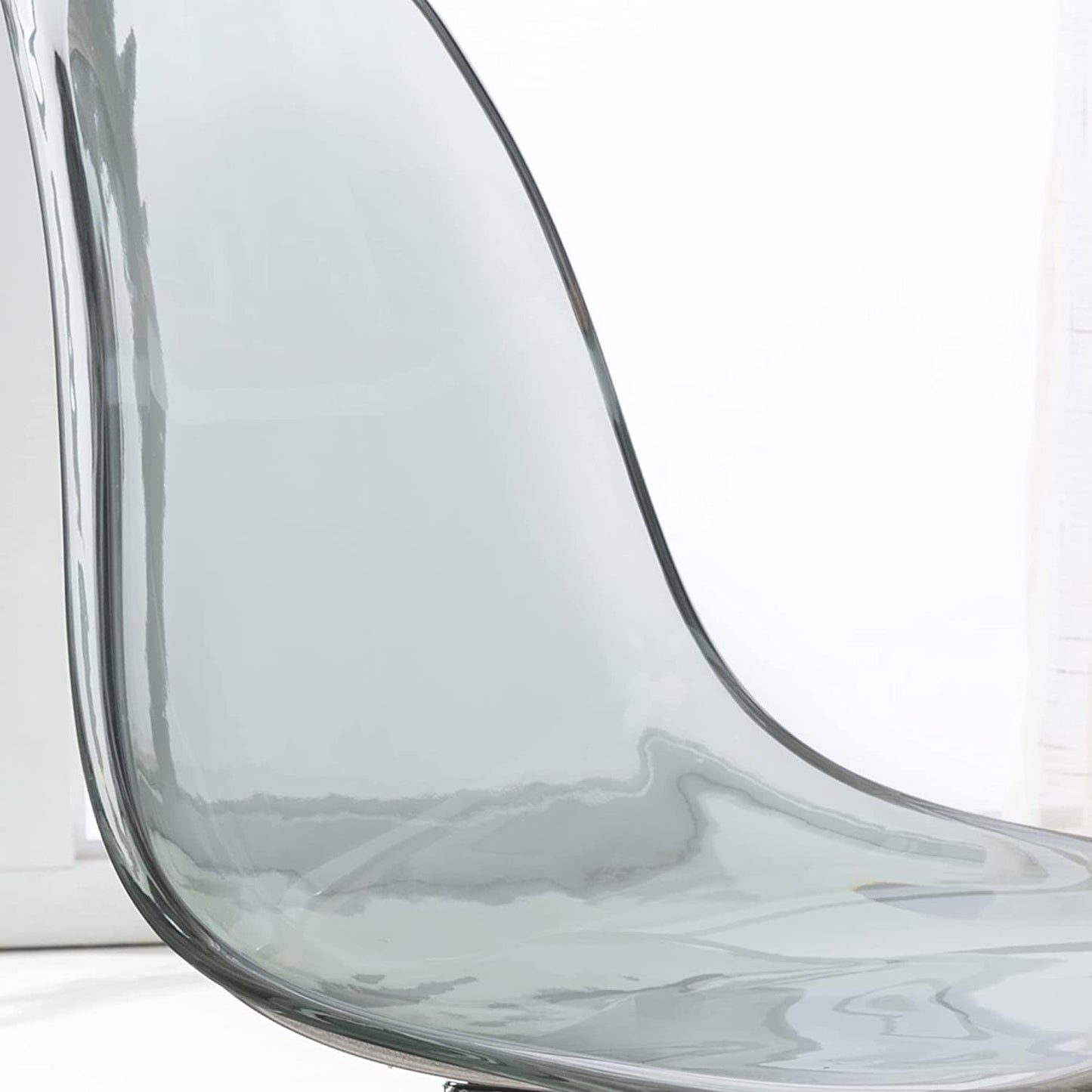 Sedia da ufficio girevole in acrilico, regolabile in altezza, senza braccioli, con ruote, per uso domestico.