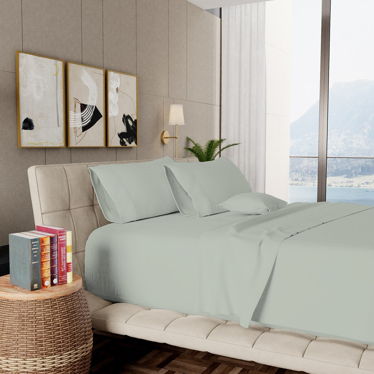 Set di lenzuola in cotone egiziano ultra morbido e setoso Aireolux, 1000 fili.