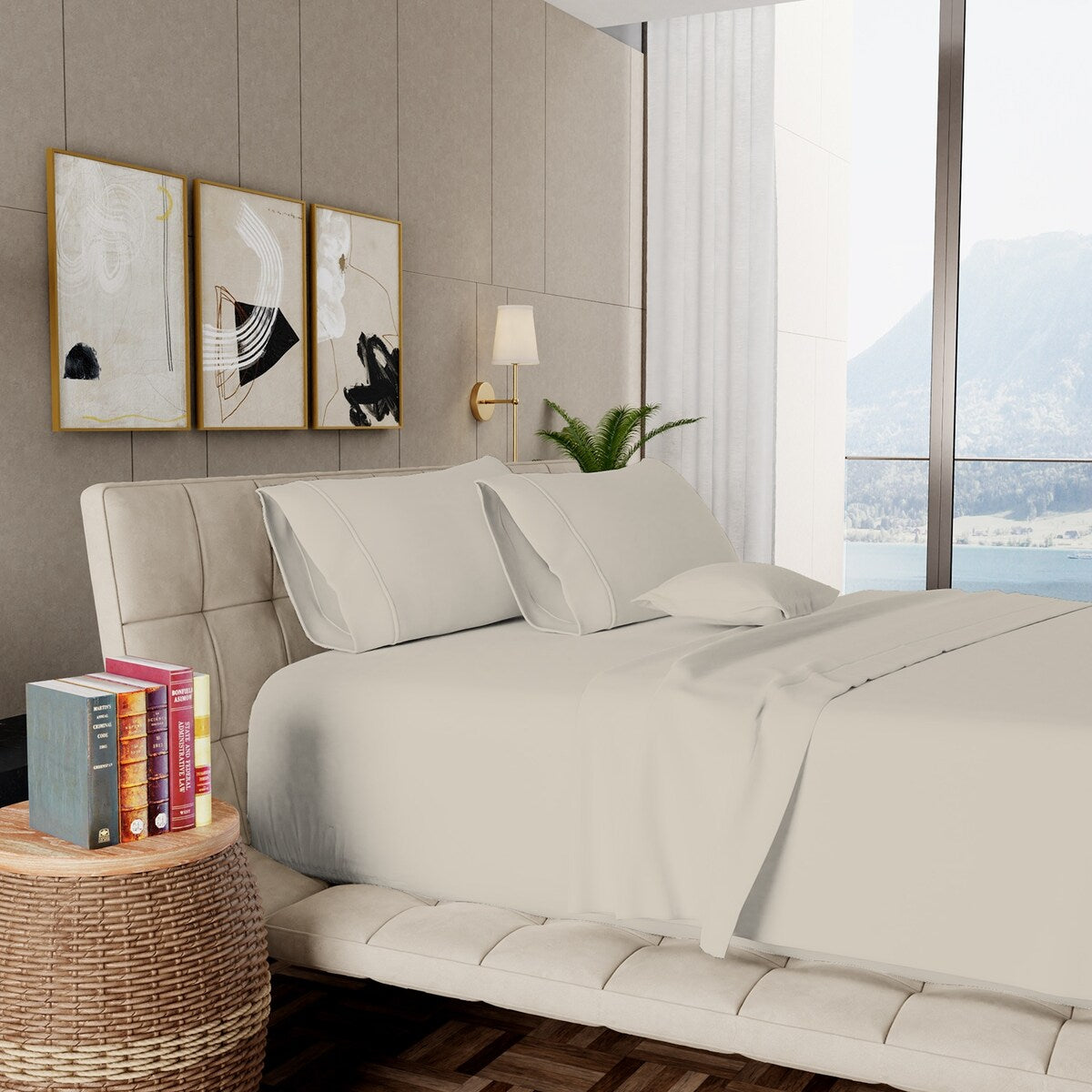 Set di lenzuola in cotone egiziano ultra morbido e setoso Aireolux, 1000 fili.