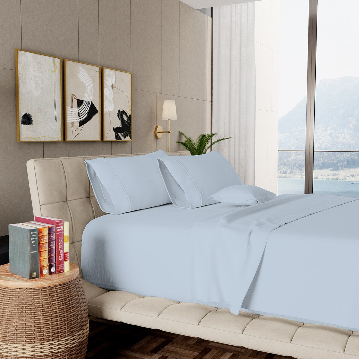 Set di lenzuola in cotone egiziano ultra morbido e setoso Aireolux, 1000 fili.