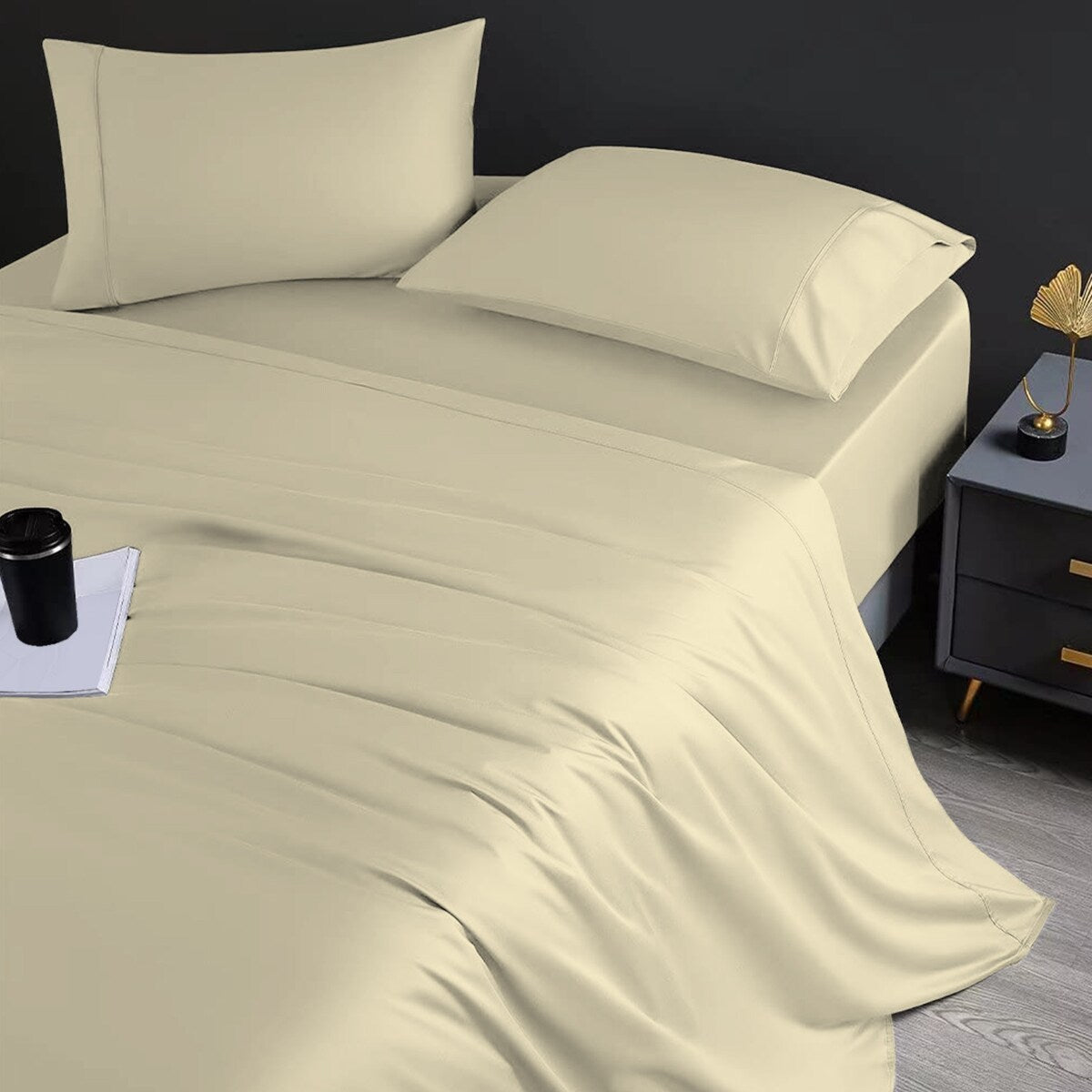 Set di lenzuola in cotone egiziano ultra morbido e setoso Aireolux, 1000 fili.