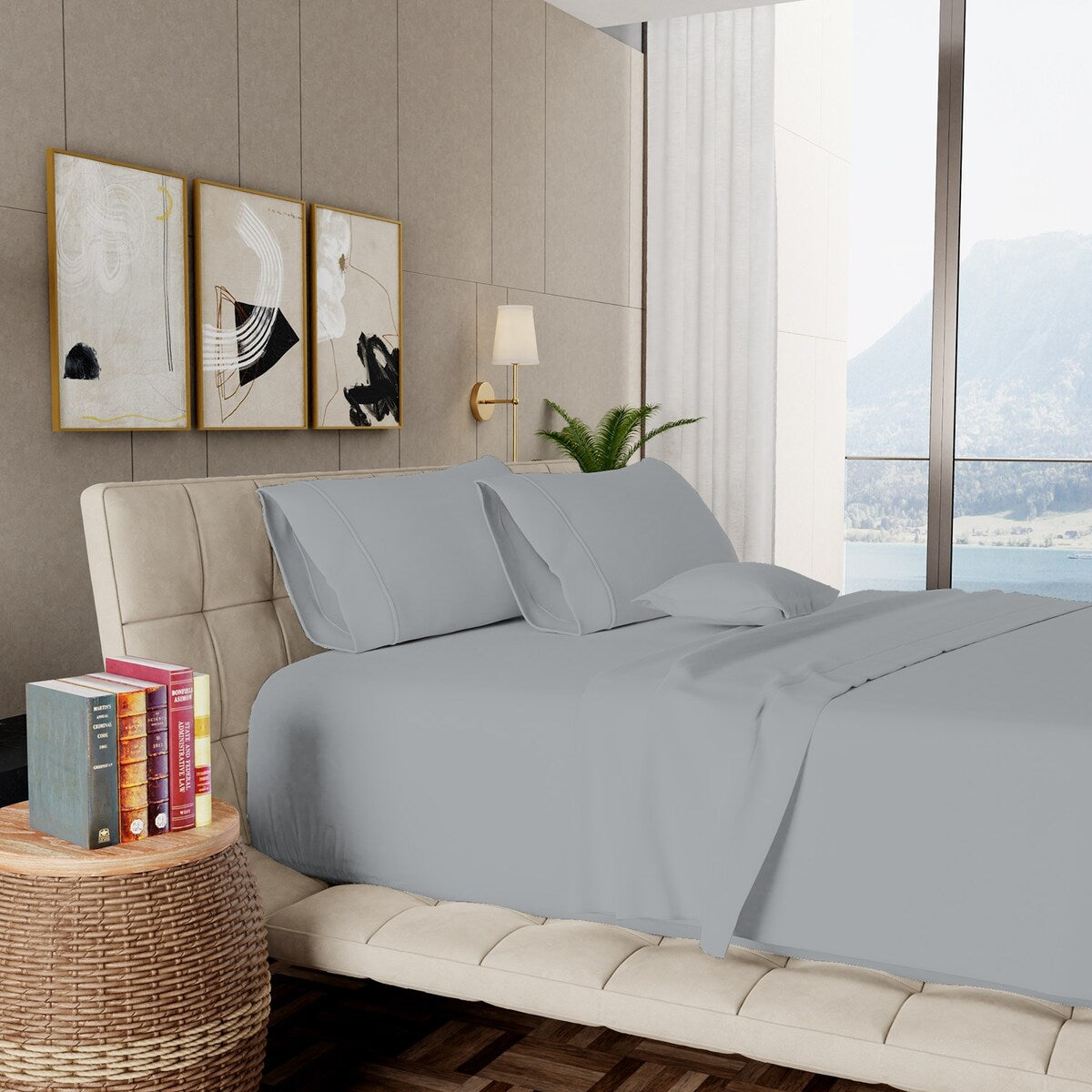 Set di lenzuola in cotone egiziano ultra morbido e setoso Aireolux, 1000 fili.