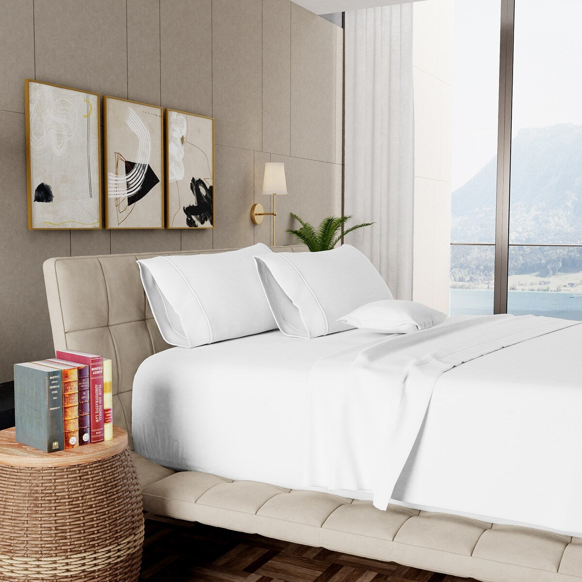 Set di lenzuola in cotone egiziano ultra morbido e setoso Aireolux, 1000 fili.