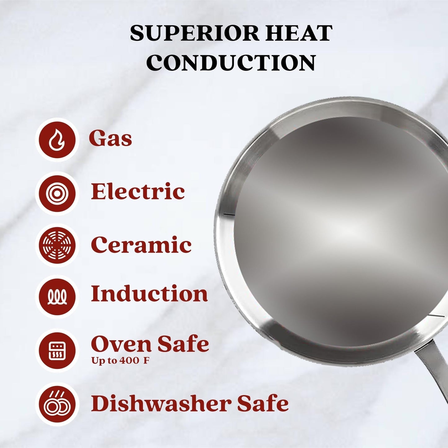 Pentola per salsa Alva Maestro in acciaio inossidabile a 5 strati - 1,6 Qt. Atossica