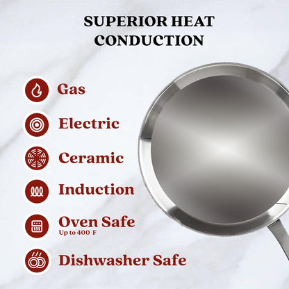 Pentola per salsa Alva Maestro in acciaio inossidabile a 5 strati - 1,6 Qt. Atossica