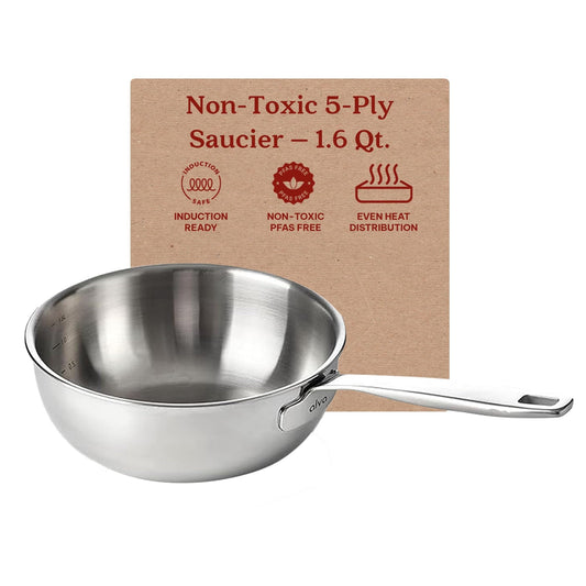 Pentola per salsa Alva Maestro in acciaio inossidabile a 5 strati - 1,6 Qt. Atossica