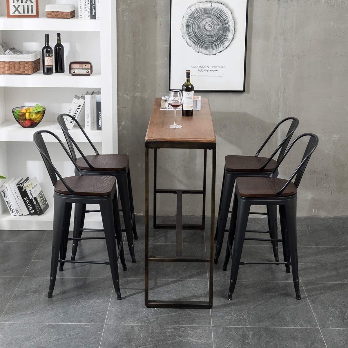 Andeworld sgabelli da bar in stile farmhouse, sgabelli da banco da 4 pezzi - Set di 4