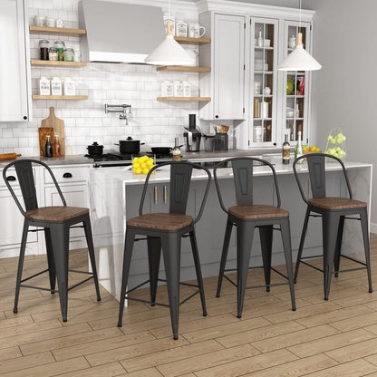 Andeworld sgabelli da bar in stile farmhouse, sgabelli da banco da 4 pezzi - Set di 4