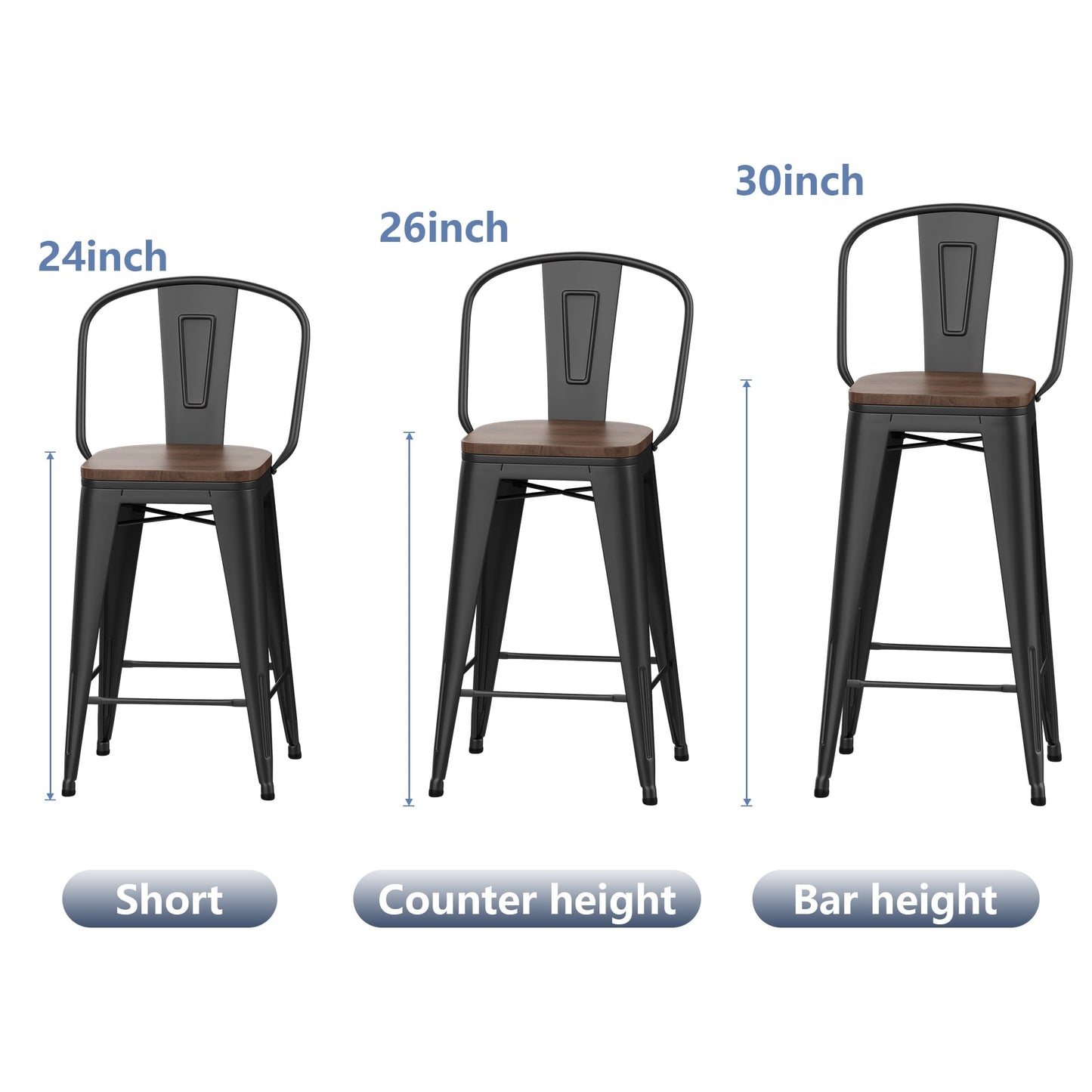 Andeworld sgabelli da bar in stile farmhouse, sgabelli da banco da 4 pezzi - Set di 4