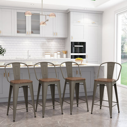 Andeworld sgabelli da bar in stile farmhouse, sgabelli da banco da 4 pezzi - Set di 4