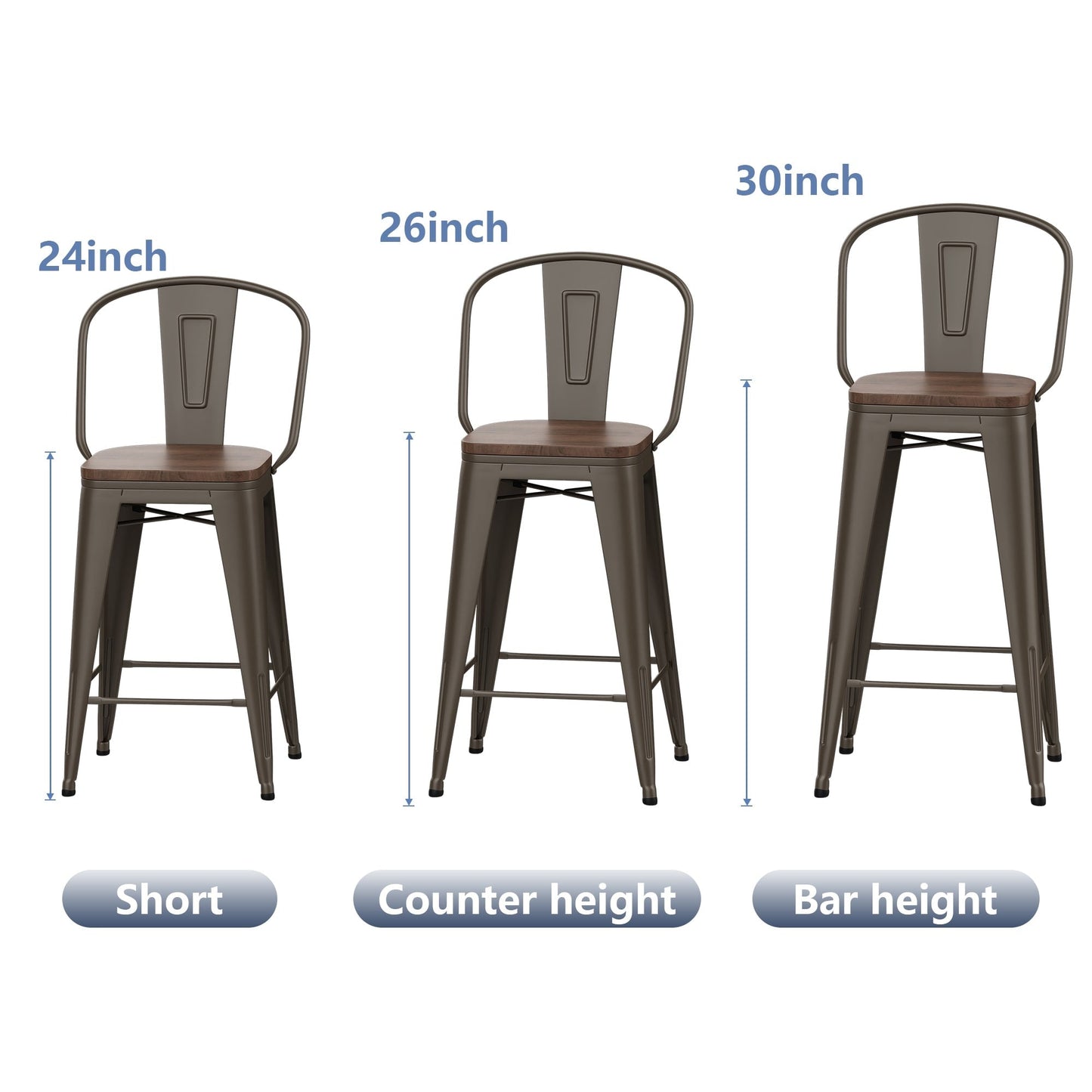 Andeworld sgabelli da bar in stile farmhouse, sgabelli da banco da 4 pezzi - Set di 4