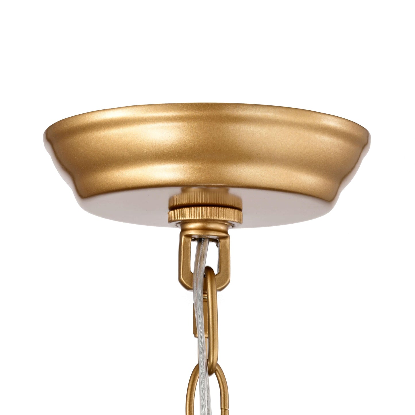 Lampadario Anita con paralume a tamburo e prisma in vetro trasparente