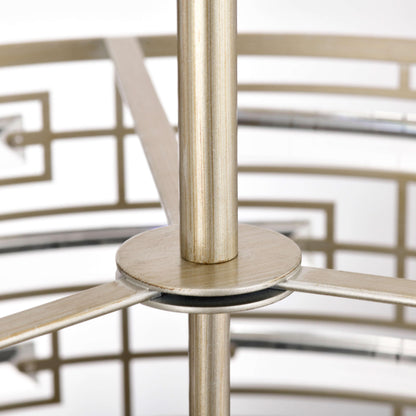 Lampadario Anita con paralume a tamburo e prisma in vetro trasparente