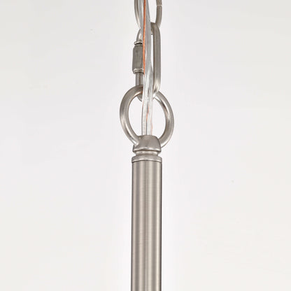 Lampadario Anita con paralume a tamburo e prisma in vetro trasparente