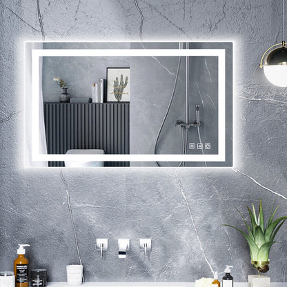 Specchio da bagno con retroilluminazione RGB e illuminazione frontale a LED, anti-appannamento.