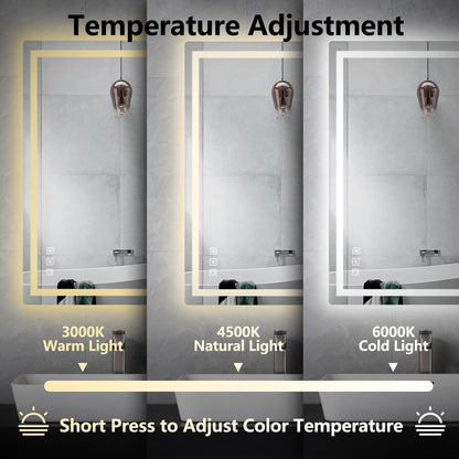 Specchio da bagno con retroilluminazione RGB e illuminazione frontale a LED, anti-appannamento.