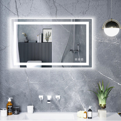 Specchio da bagno con retroilluminazione RGB e illuminazione frontale a LED, anti-appannamento.