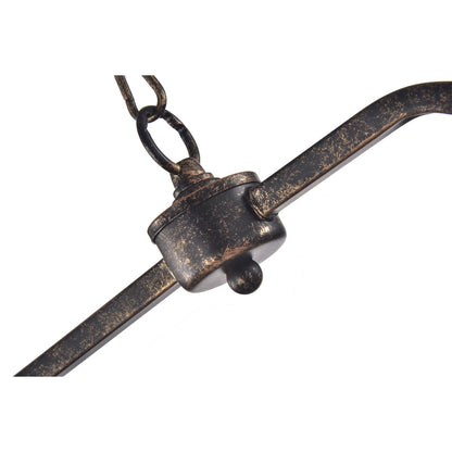 Luce a sospensione rettangolare per isola cucina a 6 luci in bronzo antico con cristalli - Bronzo antico