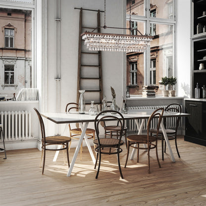 Luce a sospensione rettangolare per isola cucina a 6 luci in bronzo antico con cristalli - Bronzo antico