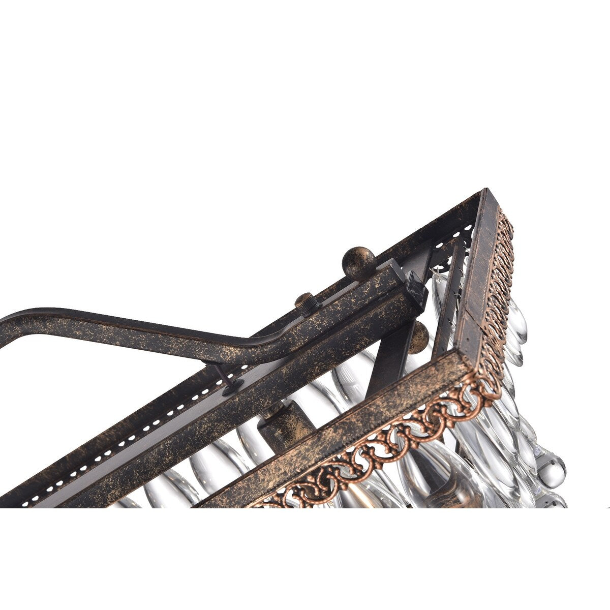 Luce a sospensione rettangolare per isola cucina a 6 luci in bronzo antico con cristalli - Bronzo antico