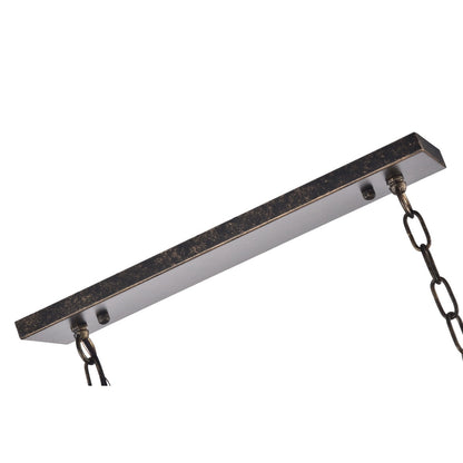 Luce a sospensione rettangolare per isola cucina a 6 luci in bronzo antico con cristalli - Bronzo antico